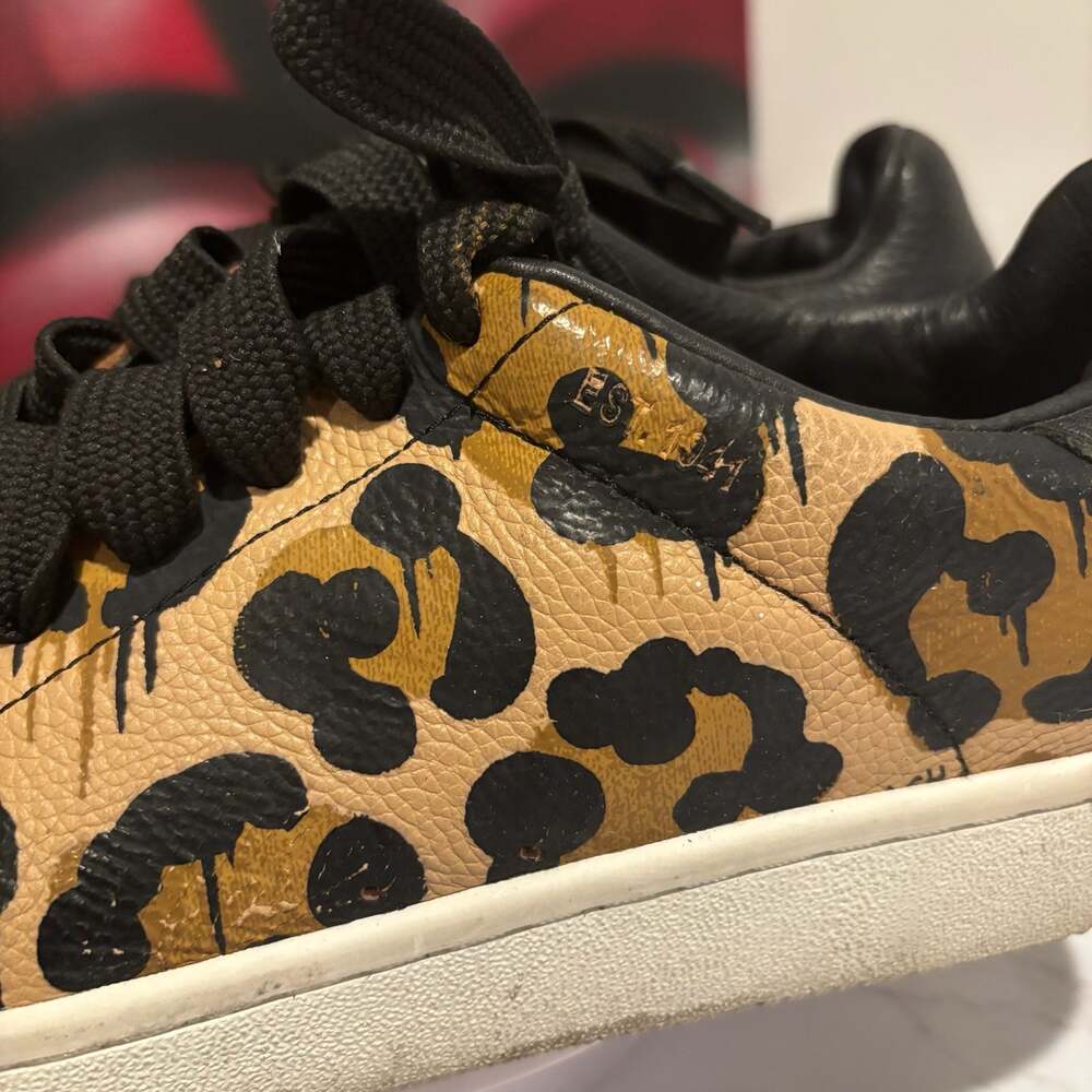 Coach High Line Wild Beast Leopard Print Pebble Leather Low Top Sneakers Sz 8.5 - Picture 7 of 14
